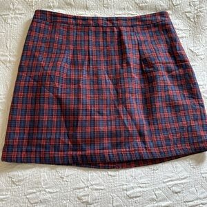 Blue and Red Mini A-Line Skirt for Work